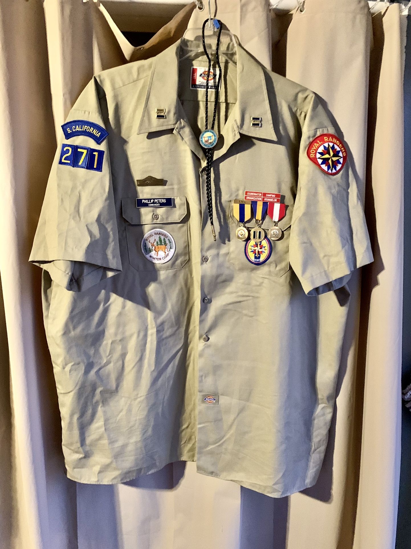 VINTAGE ROYAL RANGERS UNIFORM • MALE SS SHIRT & PANTS, PATCHES MEDALS CA. 271