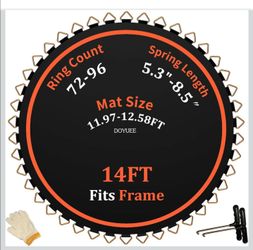 Trampoline Mat Replacement 12.56FT Diameter Mat with 72 Rings Fits 14FT Frame