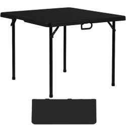 NEW 34" Square Black Folding Card Table – Portable Bifold Design