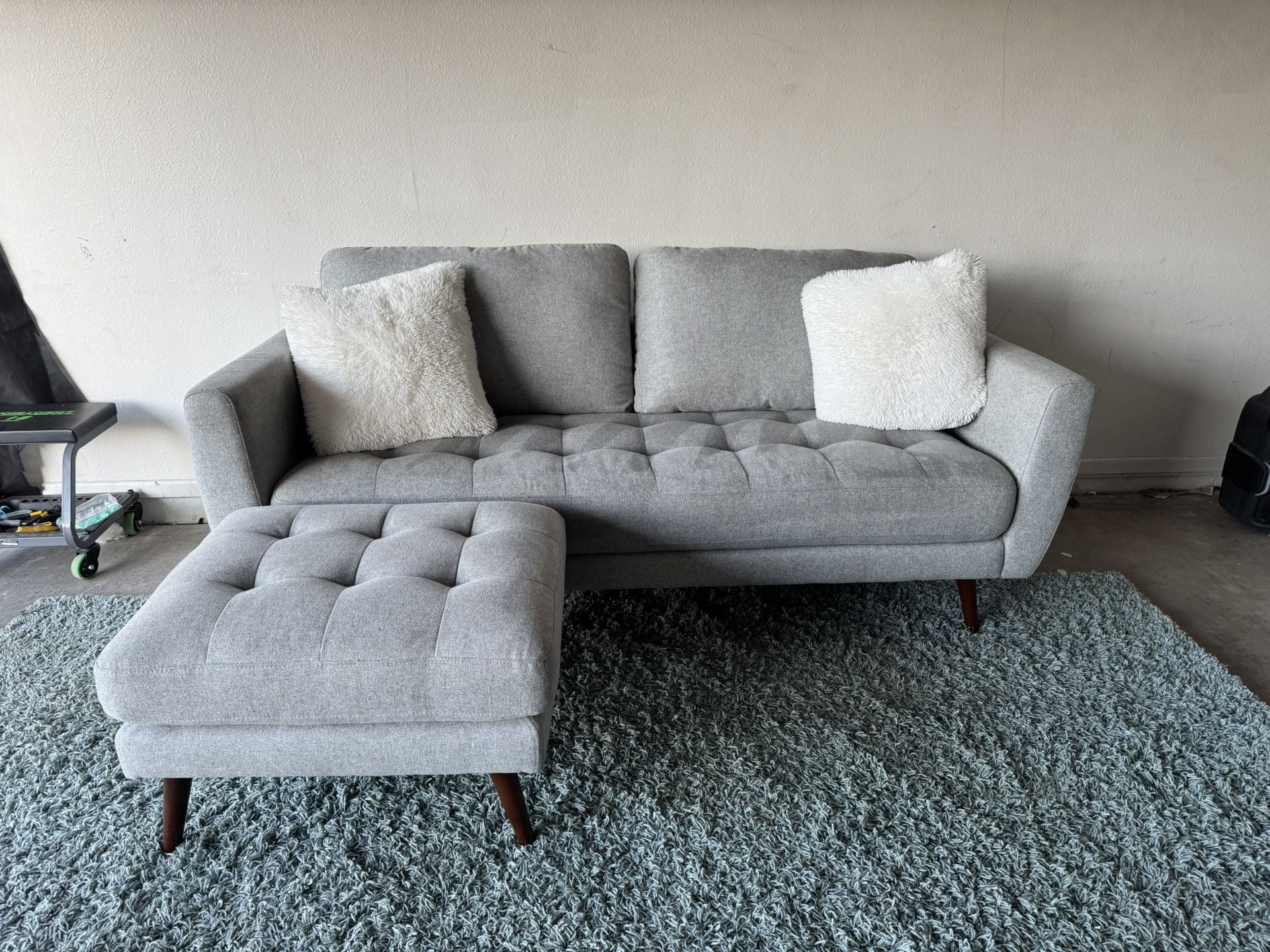 Light Gray Living Spaces Couch Sofa Ottoman
