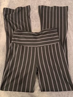 Black and White Striped Flared Legging