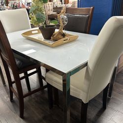 Glass top dining table set