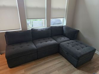 Thomasville Tisdale Modular Sectional Dark Gray with Storage Ottoman incomplete **Read Description**