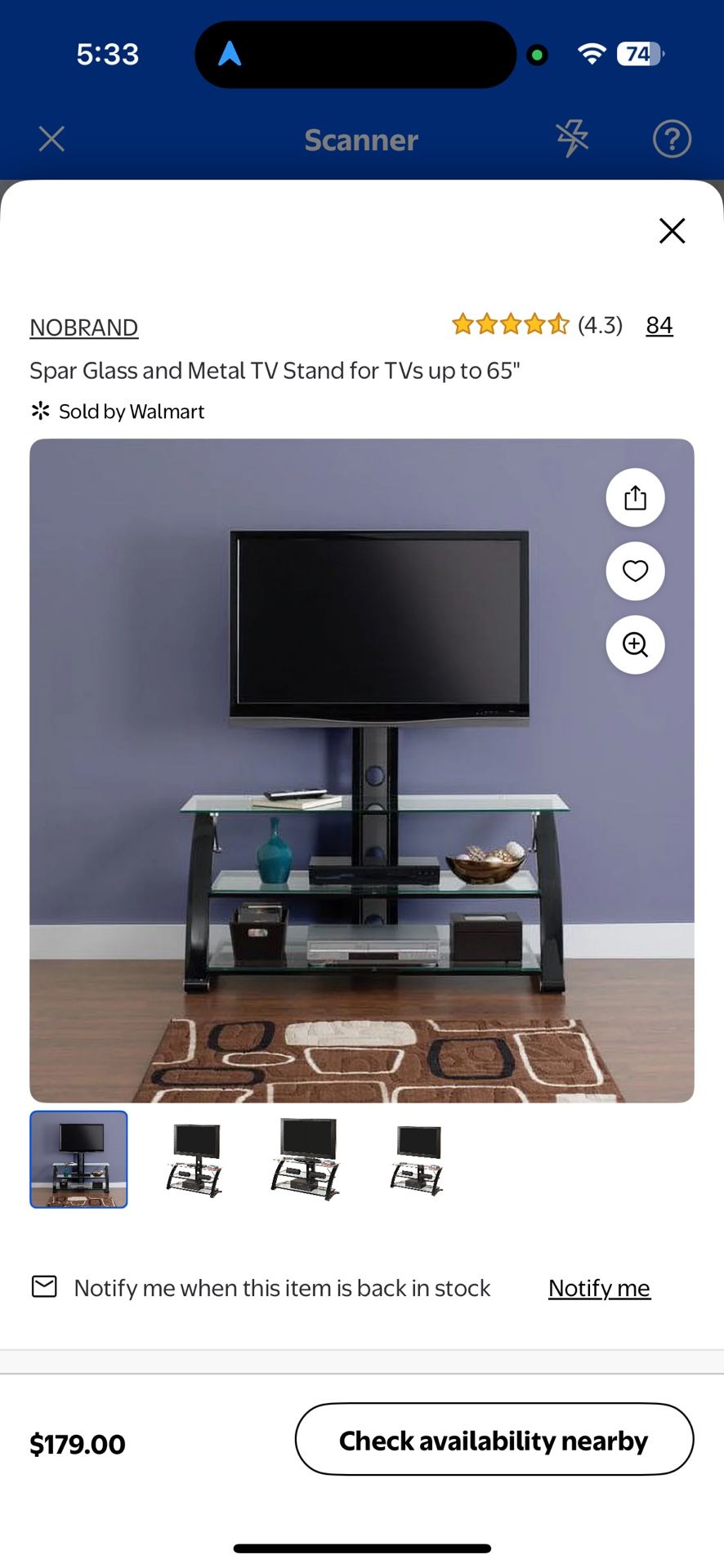 TV stand for tv’s up to 65”