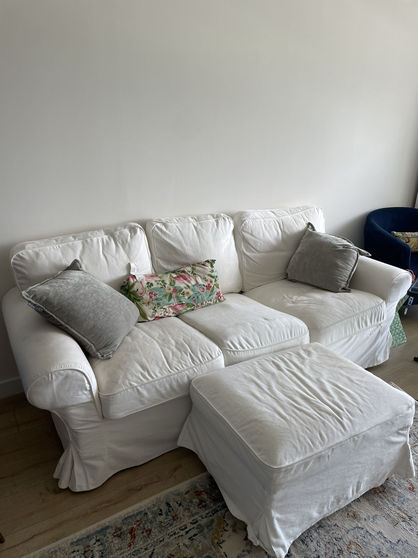 Couch Ikea Ektorp Ottoman Cover White White IKEA Sofa And Ottoman