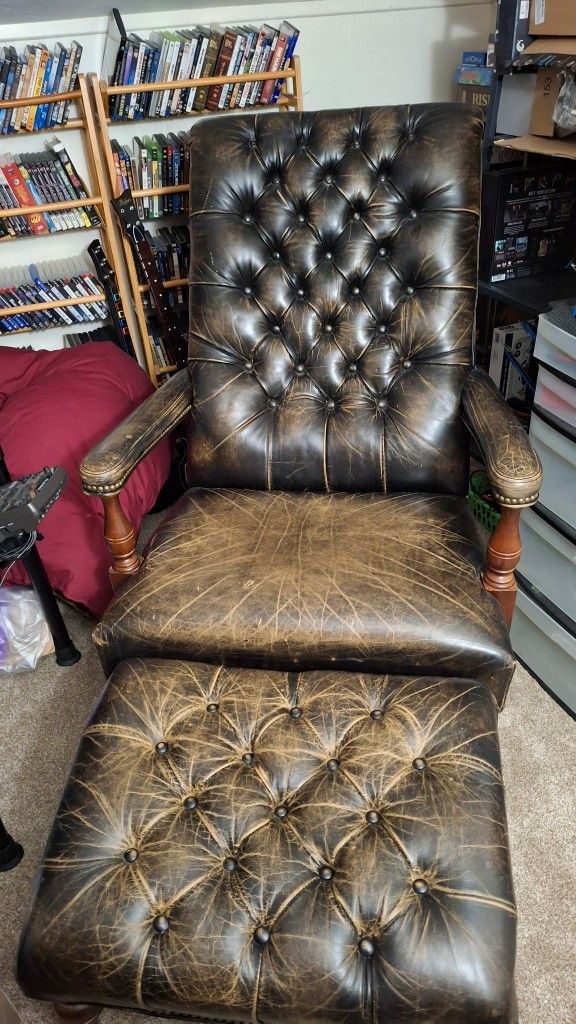 Alexander Taylor Real Leather Chair And Ottoman