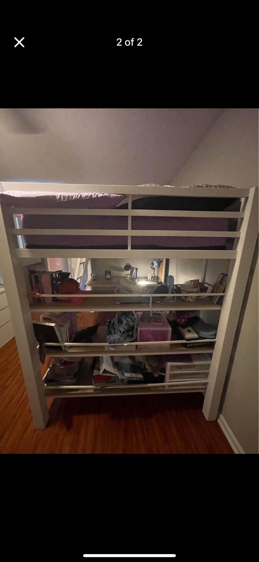 White Loft Bed With Storage