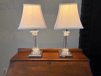 Pair of Crystal and Chrome Table Lamps