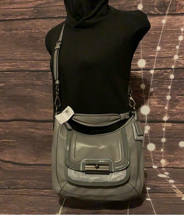 Coach Shounder Bags Hobo Gray Leather Purse And Wallet