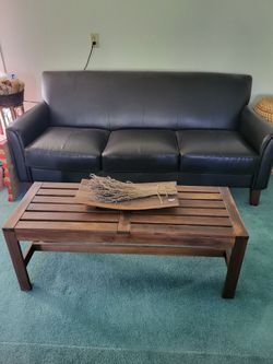 Large faux leather sofa