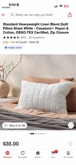Casaluna QUEEN Linen Blend Quilt & Pillow Sham White