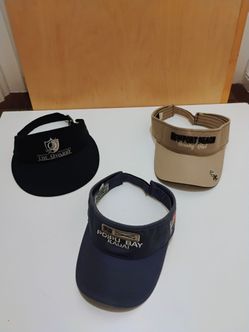 Vintage 90s Golf Sun Visor Hats Navy Blue and Tan Lot of 3