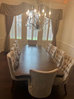 Dining table and 10 chairs set