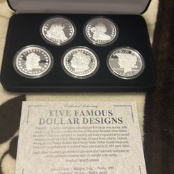 999. Pure 100% Silver Gift Box 1 ounce  silver coins, total 5 special edition non-monetary bullion