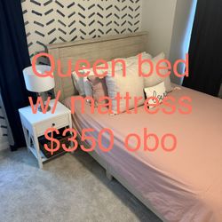 NEW Queen Bed w/ Mattress & Nightstand 