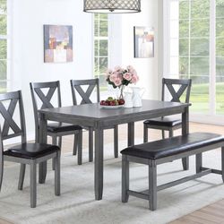 Table + 4 Chairs + Bench GRAY
