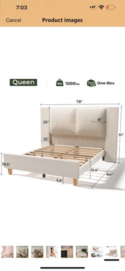 Queen bed frame new in. Box