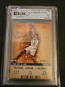 2002-03 Fleer Authentix Michael Jordan #72 GEM Mint 10