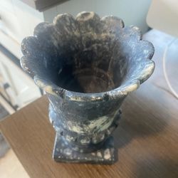 Vintage Blue Alabaster Urn – Solid Carved Stone Decorative Vase
