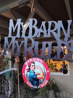 MY BARN MY RULES METAL SIGN