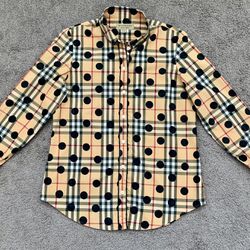 Authentic Rare Burberry Cotton Check With Dots Shirt Size S