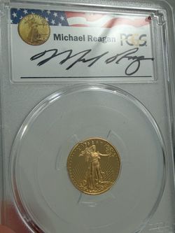 2010 Michael Reagan signed 1/10 gold eagle pcgs proof 70 pr70dcam