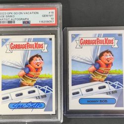 2023 GPK GO ON VACATION ARTIST AUTOGRAPH JOE SIMKO 💎 GEM MT 10 W/ BOBBIN' BOB