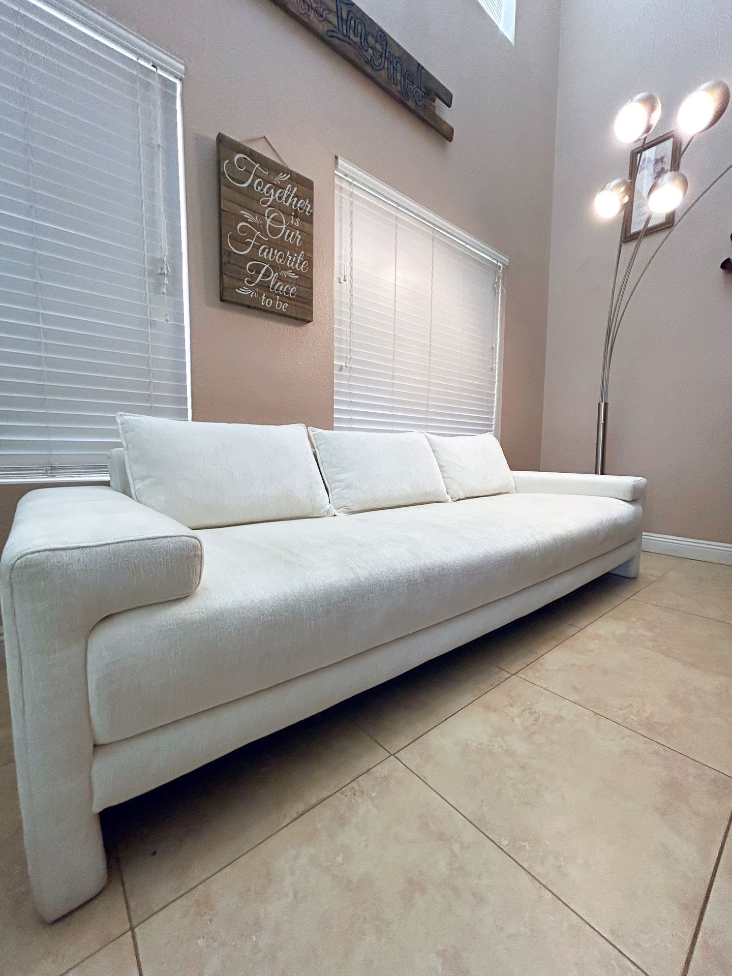 CB2 CAMDEN 101.25" WHITE PERFORMANCE FABRIC SOFA