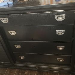 Free bedframe with drawers and free black dresser/cabinet