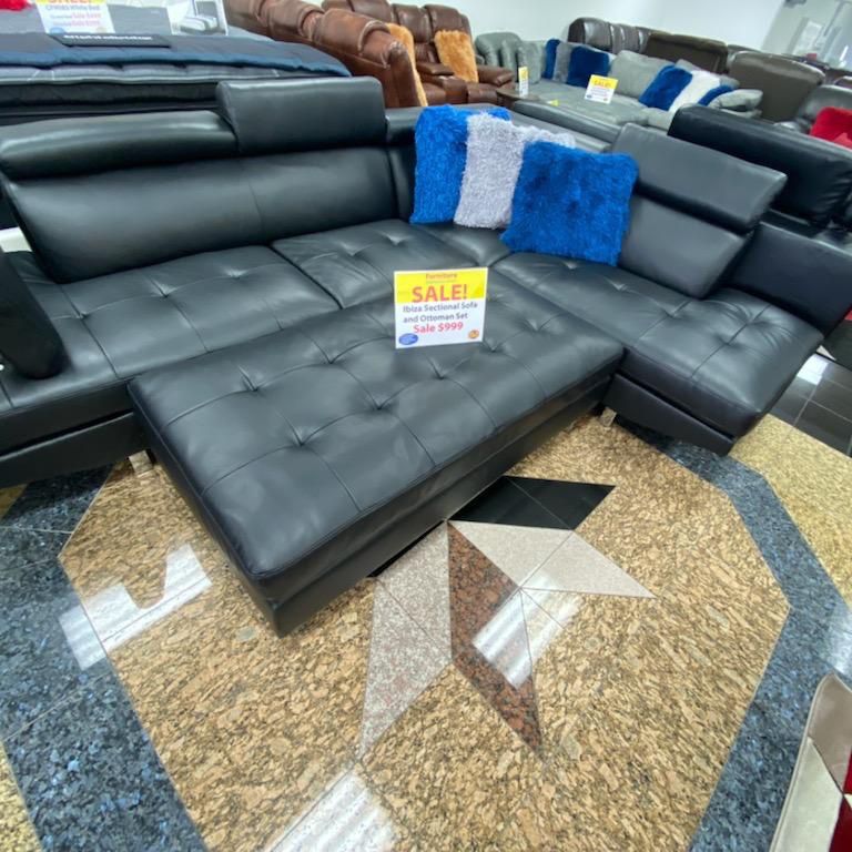 BEAUTIFUL BLACK IBIZA SECTIONAL SOFA!$699!*SAME DAY DELIVERY*NO CREDIT NEEDED*EASY FINANCING*