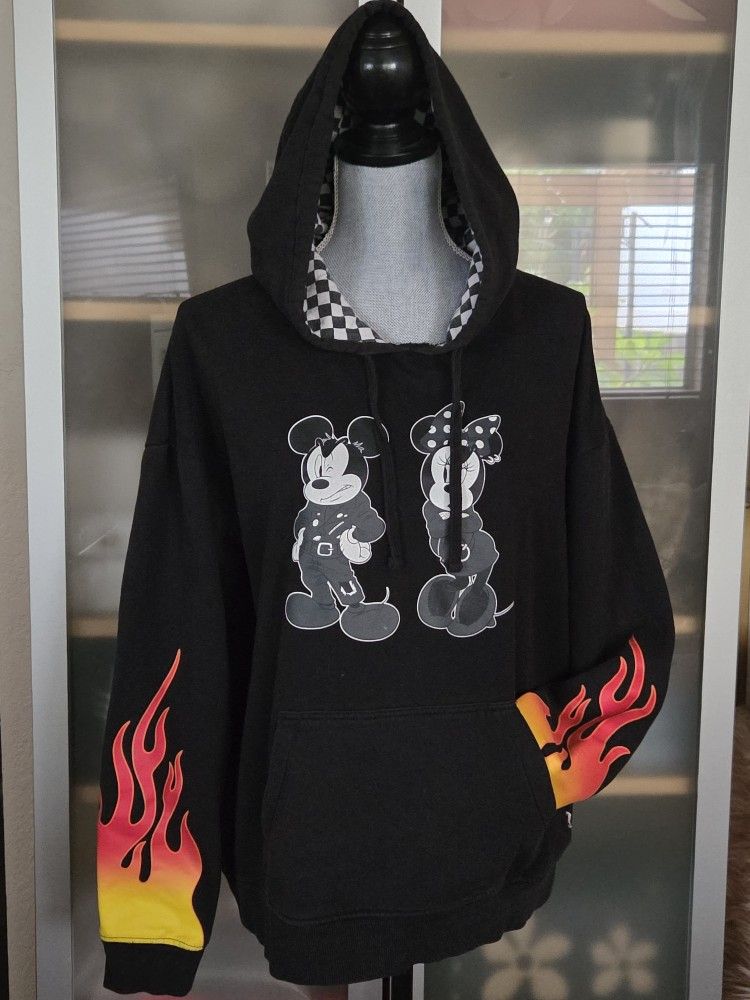 VANS x DISNEY MIckey & Minnie Mouse Hooded Sweatshirt Hoodie Skateboard Sz XL