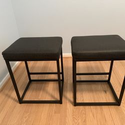Set of 2 Black Counter Stools – 18”W x 15”D x 23”H
