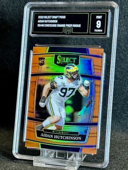 2022 Select Draft Picks 🔥 Aidan Hutchinson 🔥 Concourse Orange Prizm Rookie /49 GMA 9 Mint 💎 - Detroit Lions