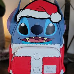 DISNEY LILO AND STITCH SANTA CHRISTMAS LOUNGEFLY MINI BACKPACK
