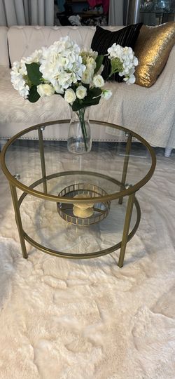Elegant Gold Glass Coffee Table