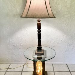 Vintage Floor Lamp with Glass Table Space Saver Apartment Corner Use Multiple Lights Tap See More for All Info