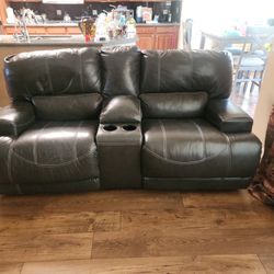 Reclining Leather Sofa and Loveseat