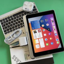 Apple IPad 6th Generation (9.7” Retina / Touch ID / IOS 17) 32GB with keyboard, pen & Accessories (128gb $199) 