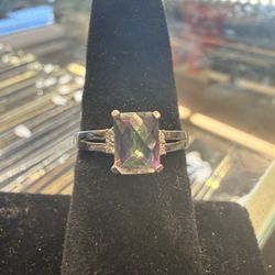 14KT White Gold Ring W/ Multicolor Stone 41552-1