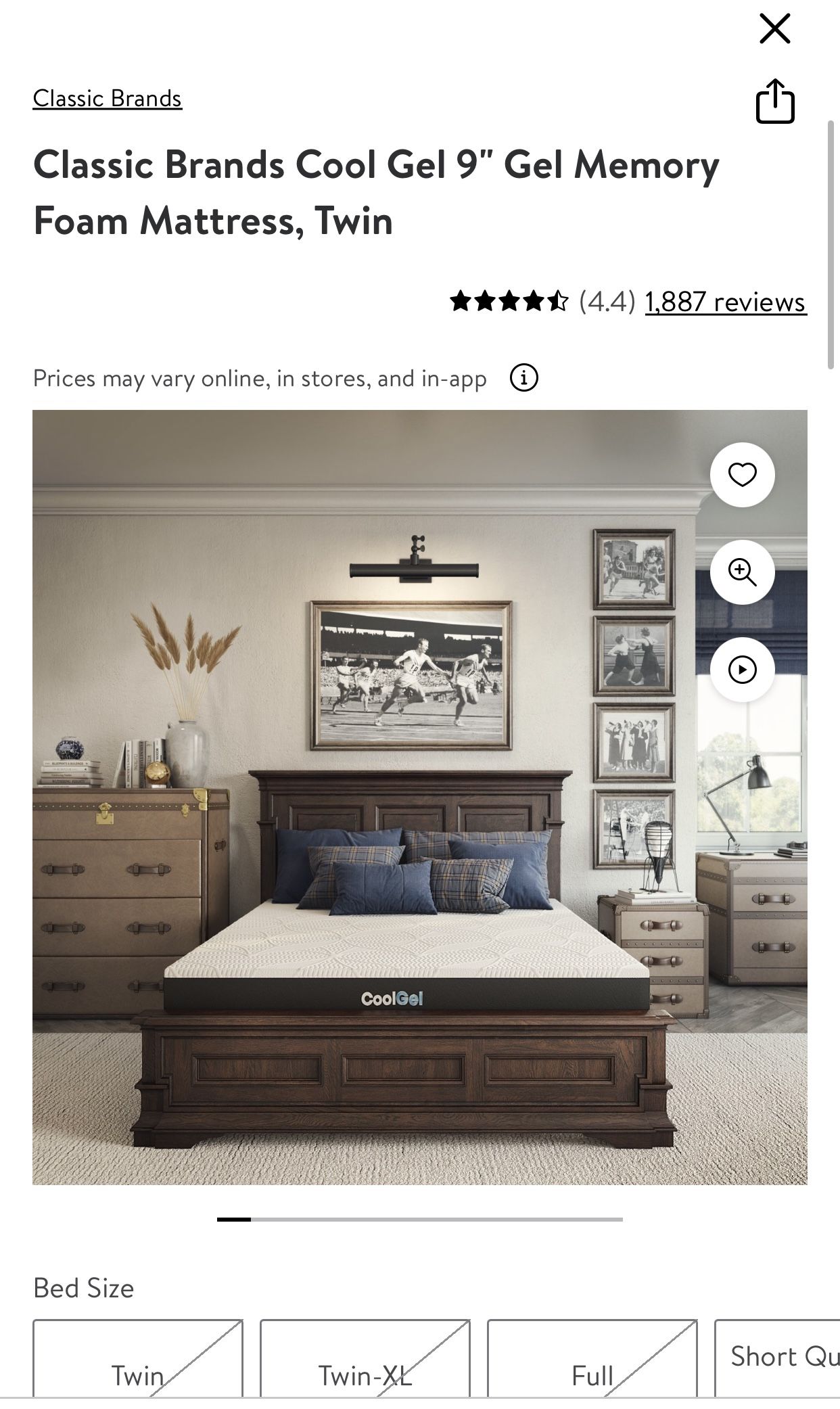 Classic Brands Cool Gel Memory Foam 9inch Twin