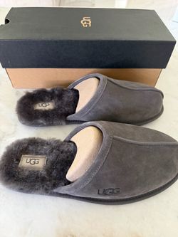 UGG Scuff Men’s Slippers Size 11 Charcoal Grey Suede With Box