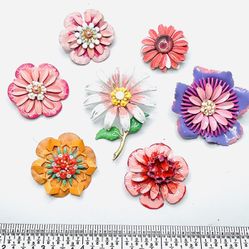 Enamel Flower Brooches