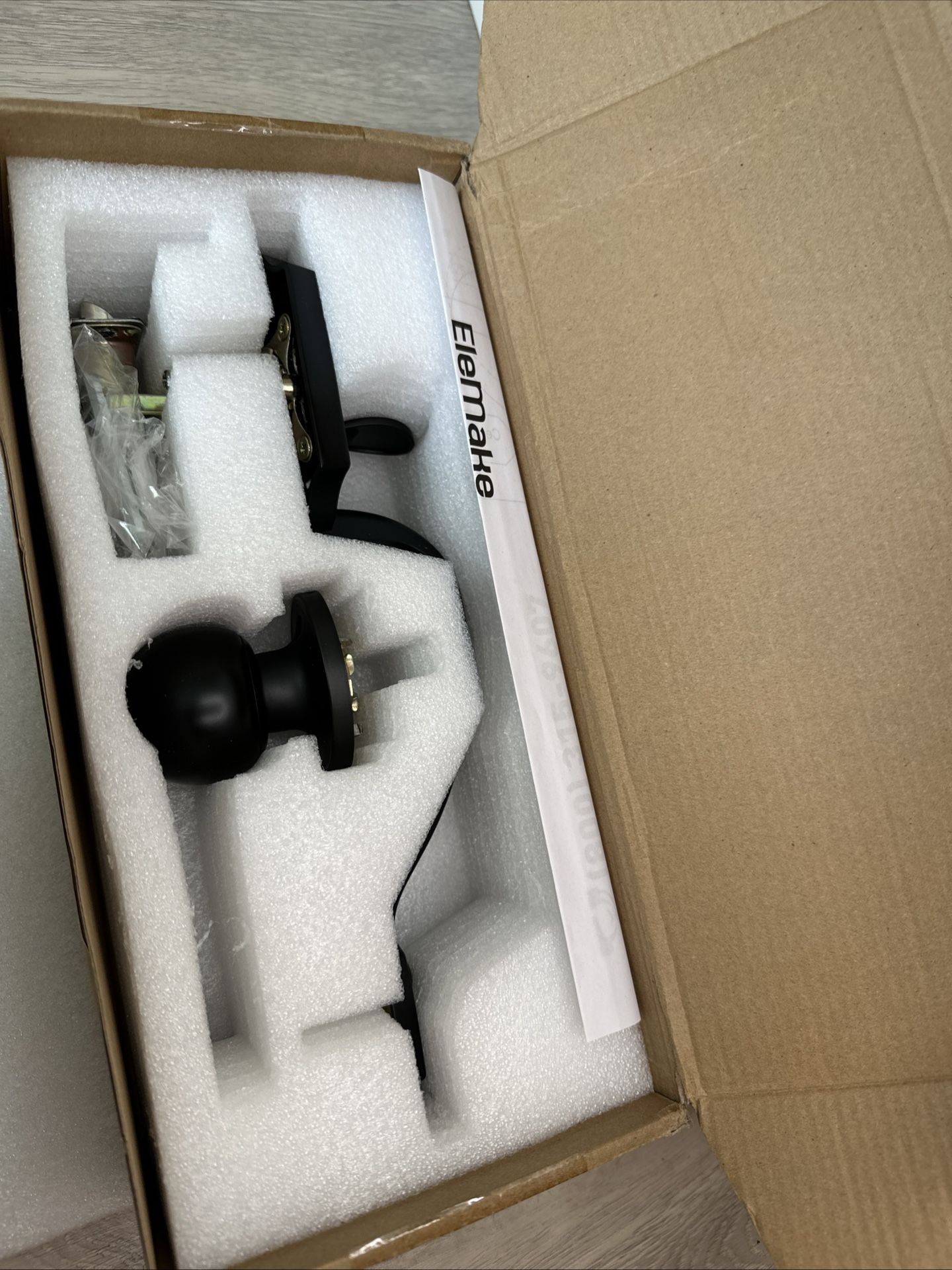 Elemake Black Front Door Handles - Exterior & Interior Set with Reversible Lever