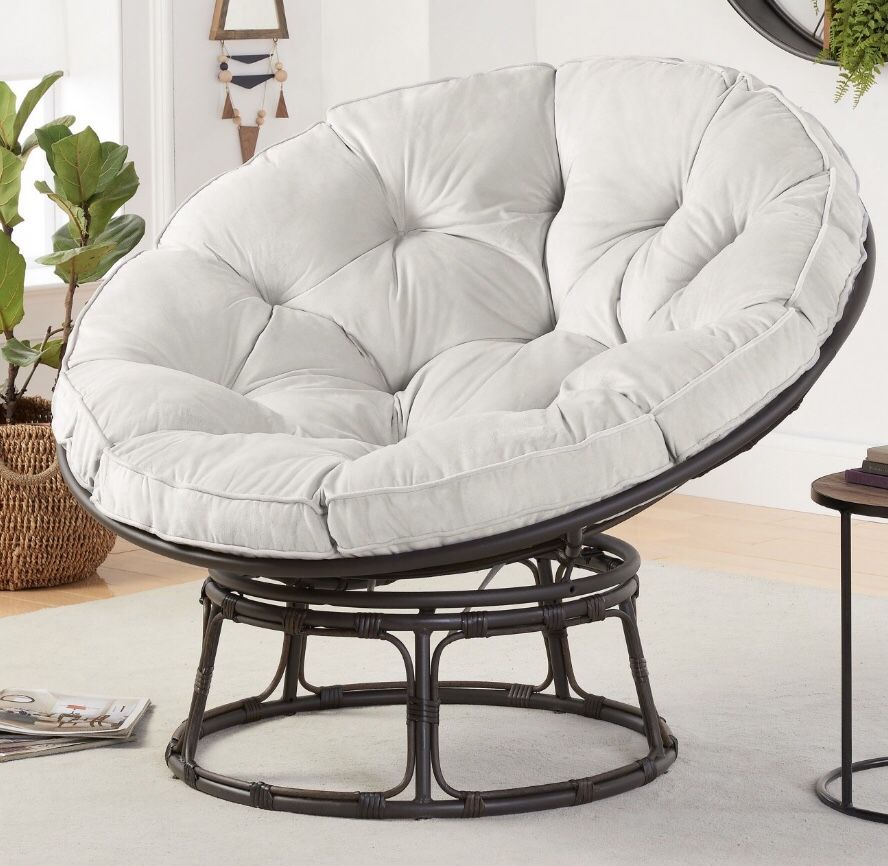 Papasan Chair with Fabric Cushion, Pumice Gray,