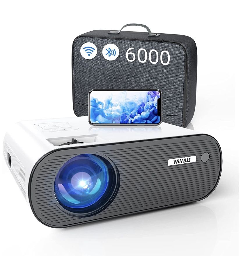 WiFi Projector Bluetooth, WiMiUS 6000L Mini Projector Support 1080P&200'' Display Video Projector Compatible with iOS Android TV Stick PS4 HDMI AV