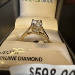 Forever Bride Natural Diamond Solitare Solid 10k White Gold ring