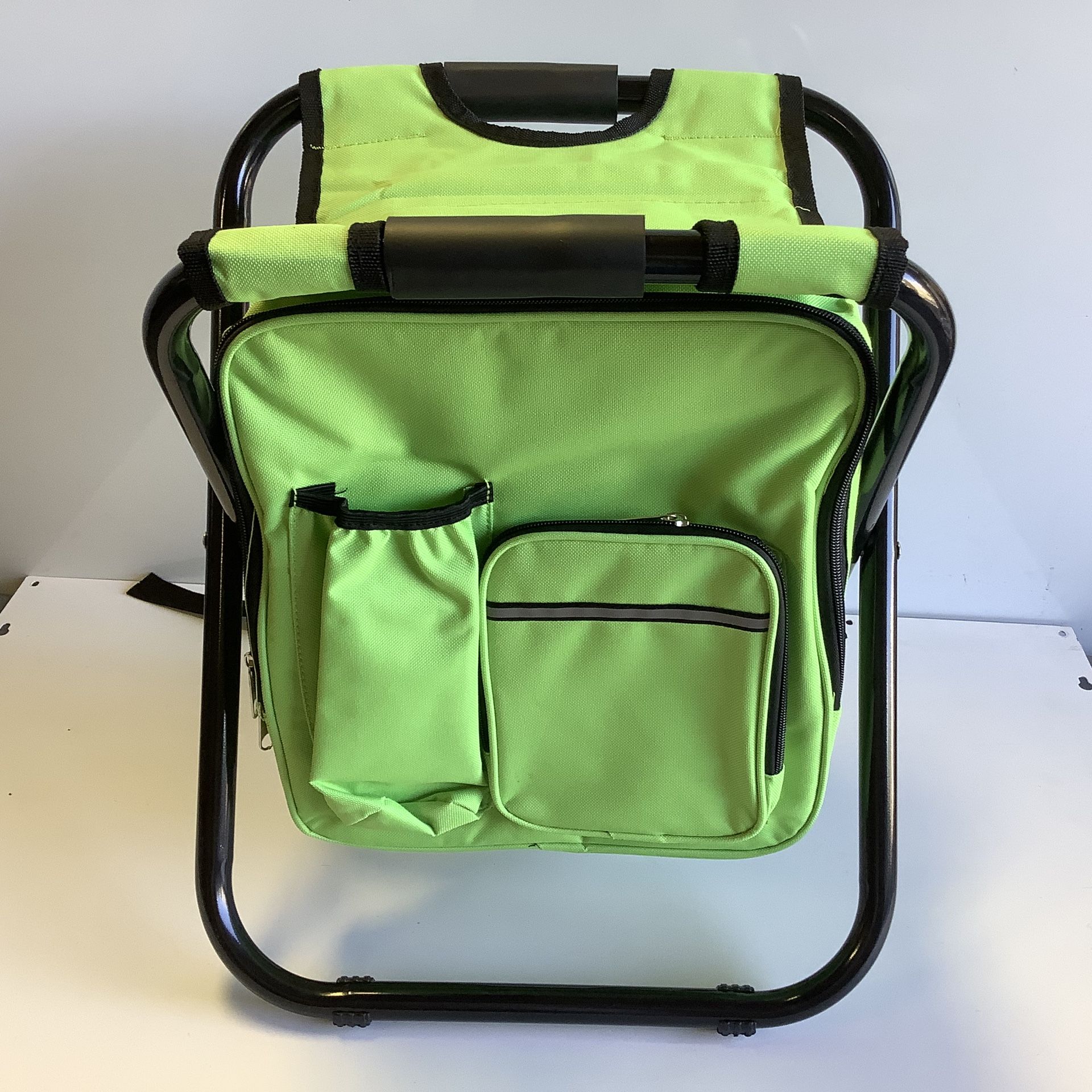 Folding Stool, Backpack, Insulated Cooler Bag, Collapsible Multifunction Chair . Lime Green, Pink And Purple