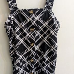 Black Plaid XS Size 1 Stretchy Crop Tank Top Juniors No Boundaries