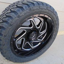 LT 33 12.50 22 Tamarock MT Tires & 22X10 Black and Silver Rims *8X180