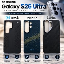 Samsung Galaxy S26 Ultra Cases – PITAKA, Speck & Benks Kevlar – 3 Pack
